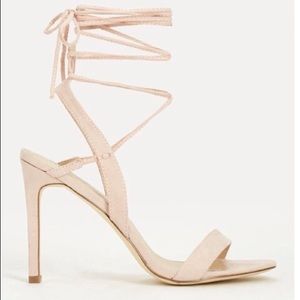 Just Fab "Rafaela" Blush Lace-Up Heels