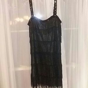 Size L Black Flapper Dress