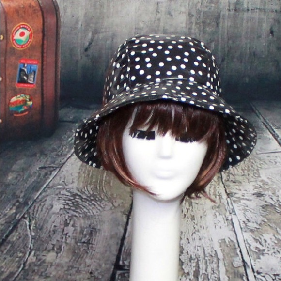 Polka dot cloche rain hat