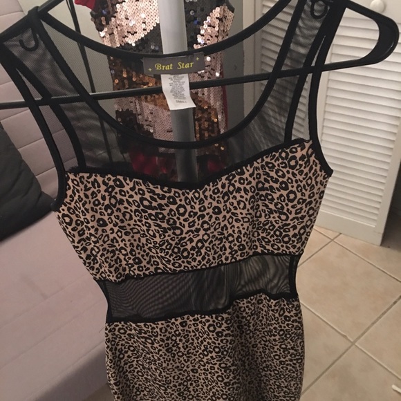 Leopard print and mesh dress