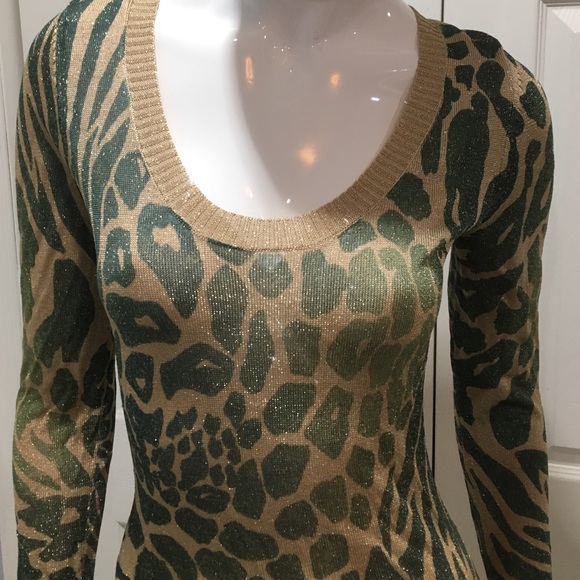 Shimmer Gold/Green Sweater Dress - Picture 2 of 3