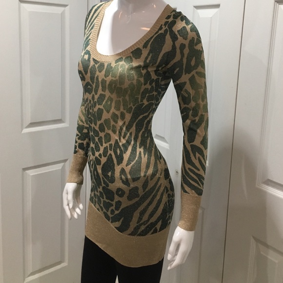 Shimmer Gold/Green Sweater Dress - Picture 3 of 3