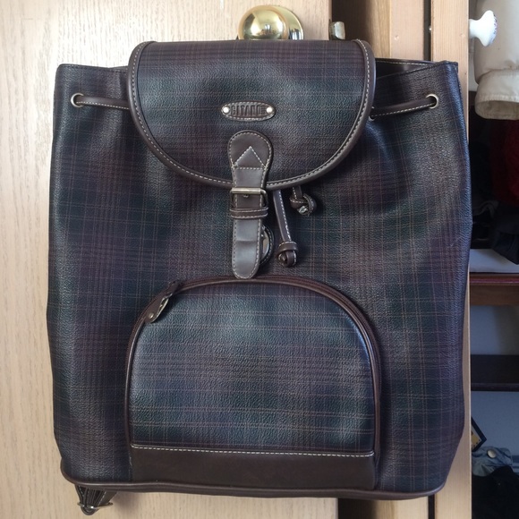 plaid vintage backpack