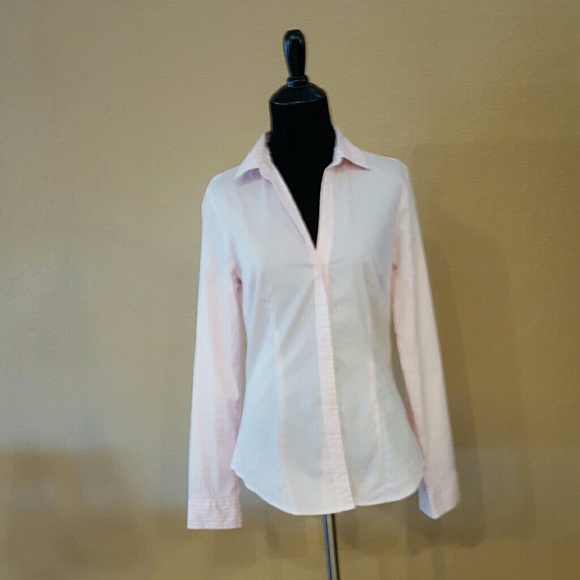 H&M Pink w/ white pinstripes fitted top