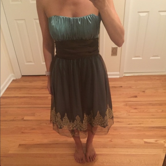 Green, Brown and gold dress. Size 1.