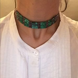 Green and silver adjustable choker