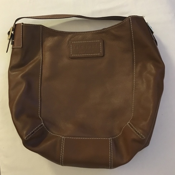 Kate Spade Brown Leather Bag with white stitching