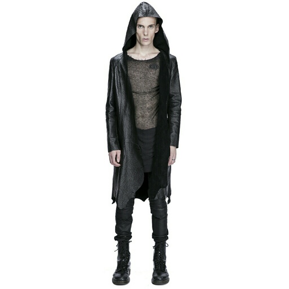 Unisex NonGendered Italian Leather Raw Edge Coat