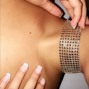 Gold rhinestone choker