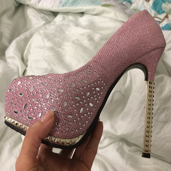 Pretty bling bling sparkly light pink heels 6 - Picture 4 of 4