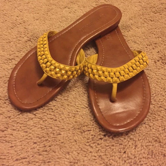 Yellow studded sandals