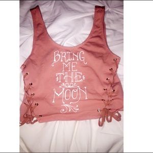 Cropped tank with lace up sides