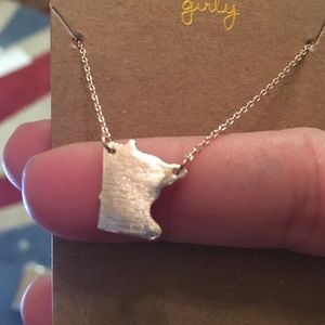 Dainty Silver Minnesota State Necklace