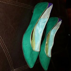 Jennifer Lopez purple and green Flats