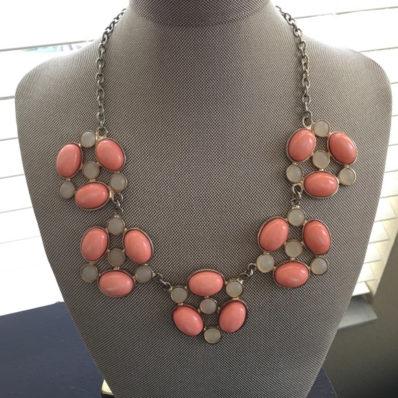 Peach and white Statement necklace