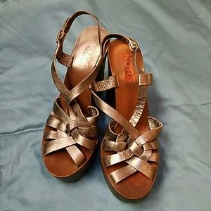 Michael Kors metallic leather platform sandals