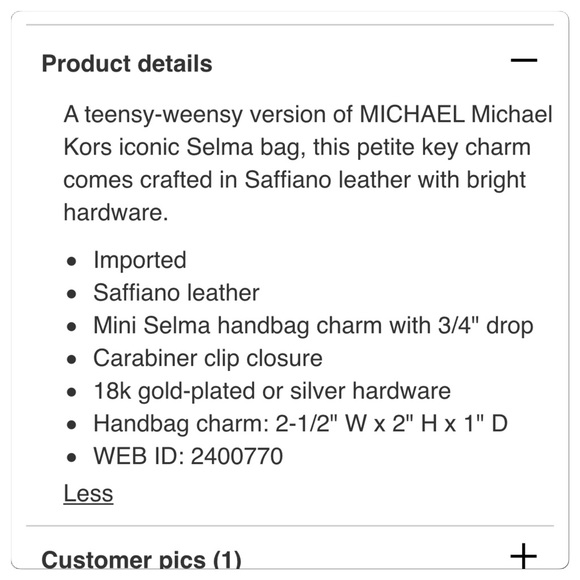 NWT Michael Kors Selma Key fob - Picture 2 of 6