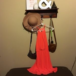 Bright orange halter dress
