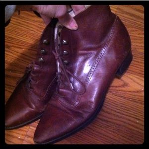 Authentic leather vintage granny boots