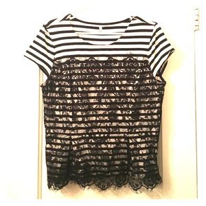 Black and white lace Peplum