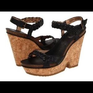 Frye Braylin braided black wedges