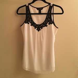 White House Black Market white and black blouse