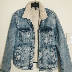 DENIM FAUX FUR JACKET