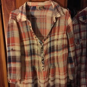 BKE PLAID TOP/L
