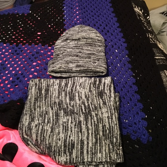 PINK Victoria's Secret scarf and hat bundle