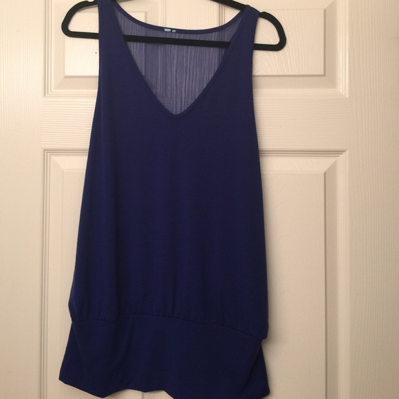 Blue Tank with Sheer Back