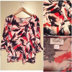 Avenue red and black 3/4 length sleeve shirt