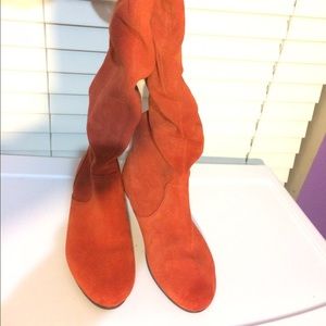 Slouchy suede leather boots