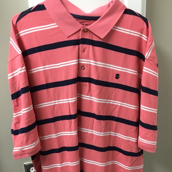 Izod peach striped Polo knit shirt