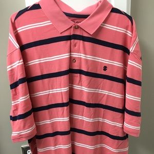 Izod peach striped Polo knit shirt