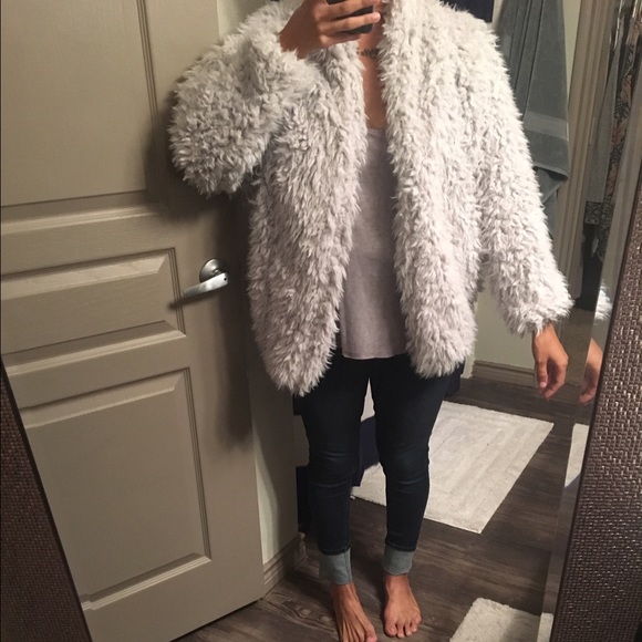 Express Grey Shag Jacket