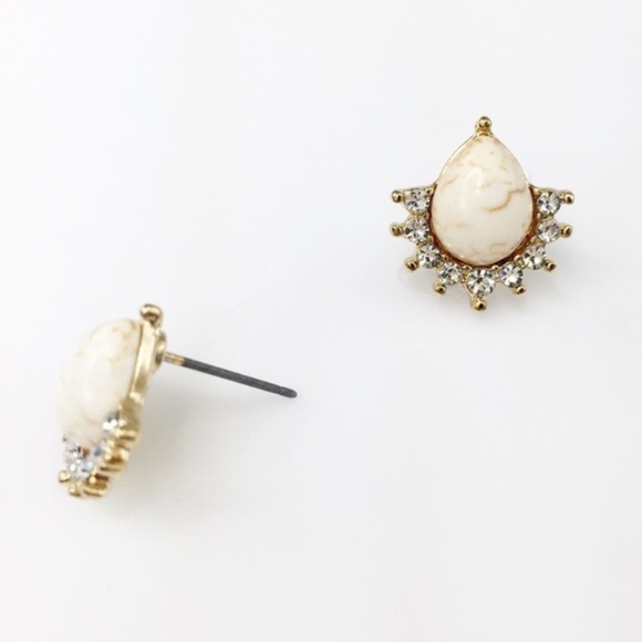 Stone & Crystal Stud Earrings - Picture 2 of 4