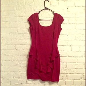 Wine color peplum dress