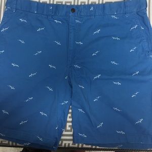 Izod blue twill shorts with sharks