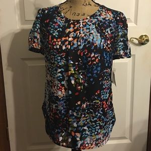 Liz Claiborne Black Multi Colored Blouse