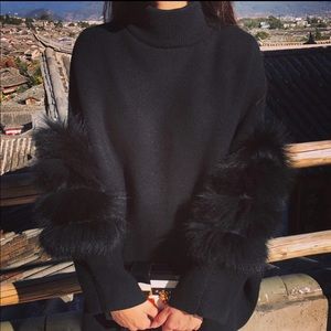 Furry elbow jacket/ sweater
