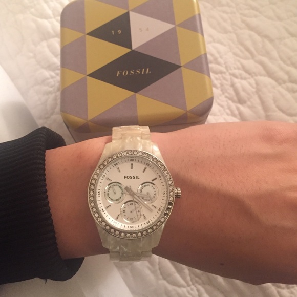 White Fossil Watch .