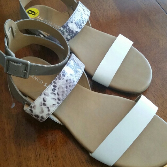 Gladiator White & Snake Skin Sandals