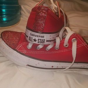Custom Glittered out Red Converse