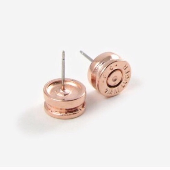 Half United Jewelry - "Ali" Rose Gold Bullet Top Stud Earrings