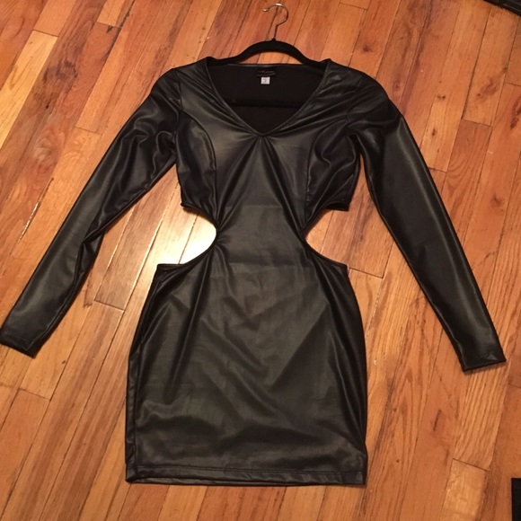 Leather dress with opened mid back