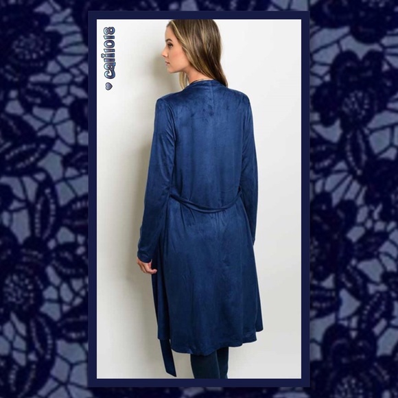 5⭐️2 LEFT🆕 Gorgeous Blue Suede Waterfall Duster - Picture 3 of 3