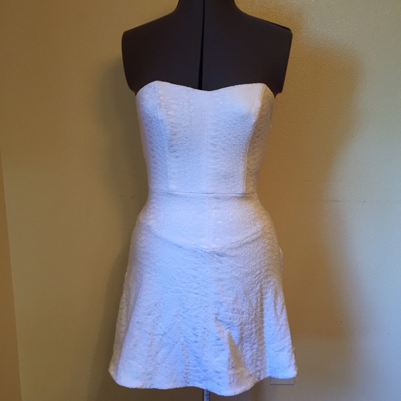 White Bebe strapless dress
