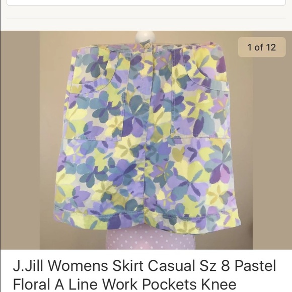 J. Jill pastel floral skirt Sz 8 knee length blue