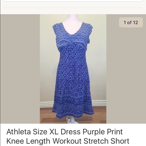 Athleta workout dress Sz XL purple short sleeve
