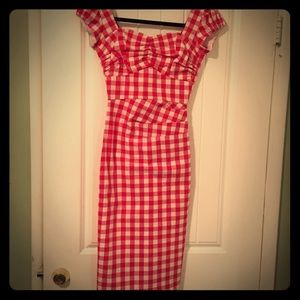 STOP STARING AVERY RED AND WHITE GINGHAM DRESS